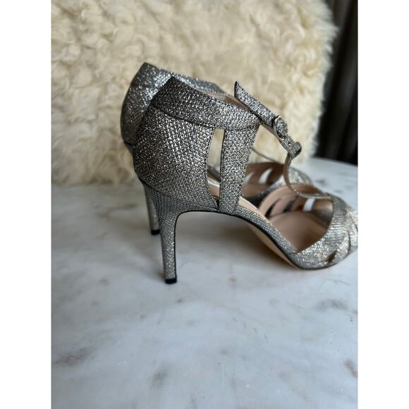 Nina New York Silver Sparkle Strappy Heels 9.5 - Picture 5 of 8